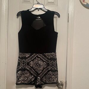 One Clothing Black and Silver Textured Jumpsuit